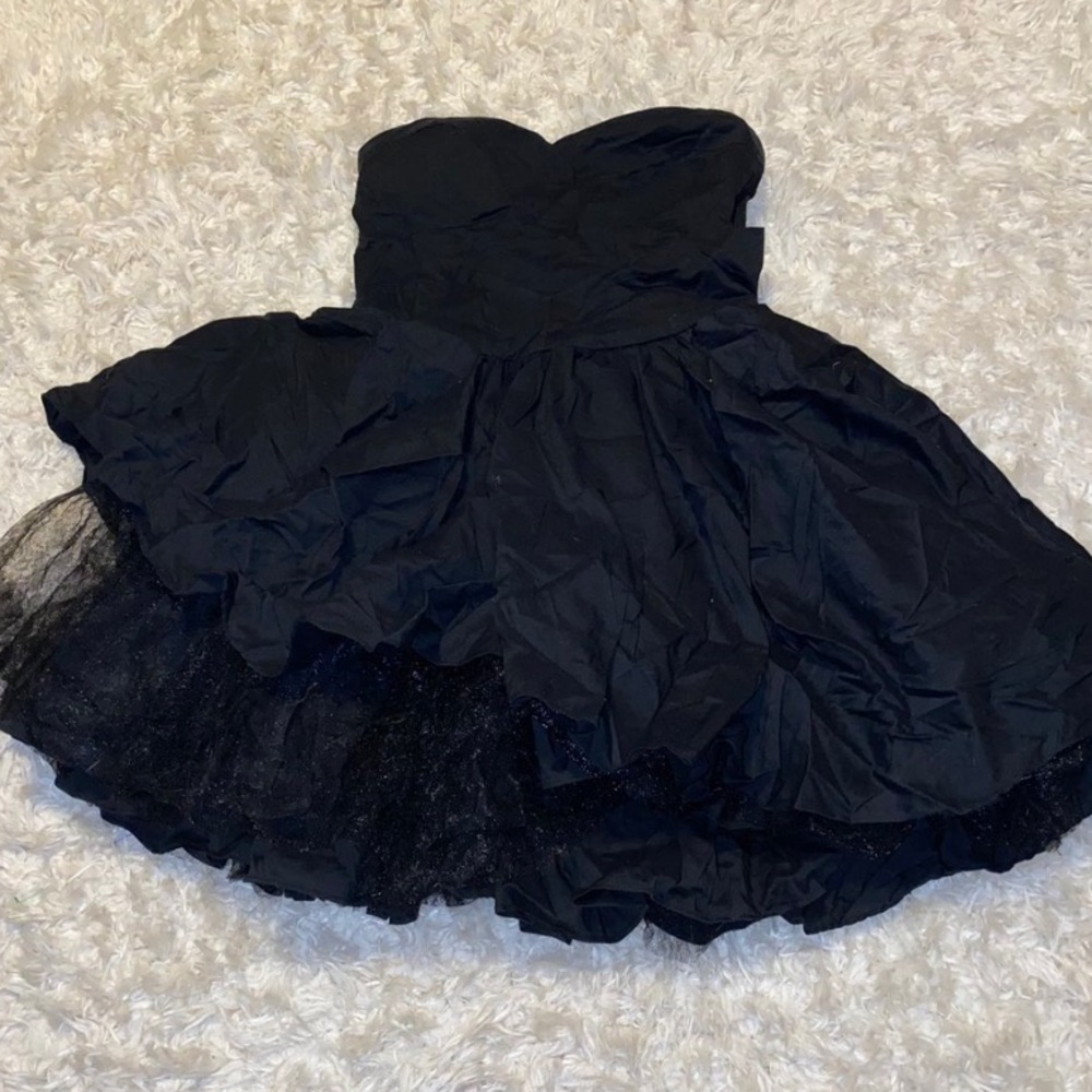 Black layered asymmetrical dress